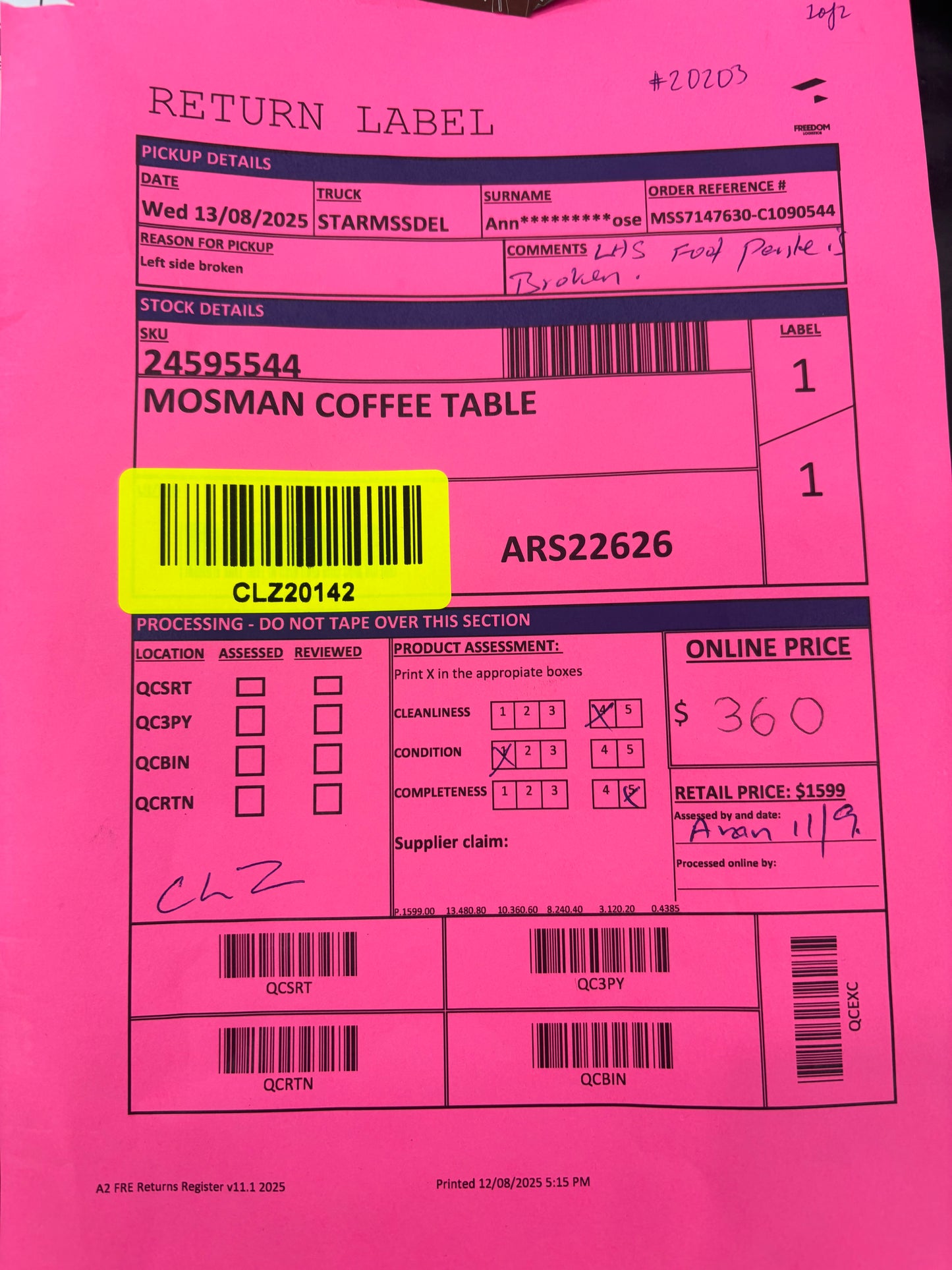 NZ CLZ20142 Mosman Coffee Table