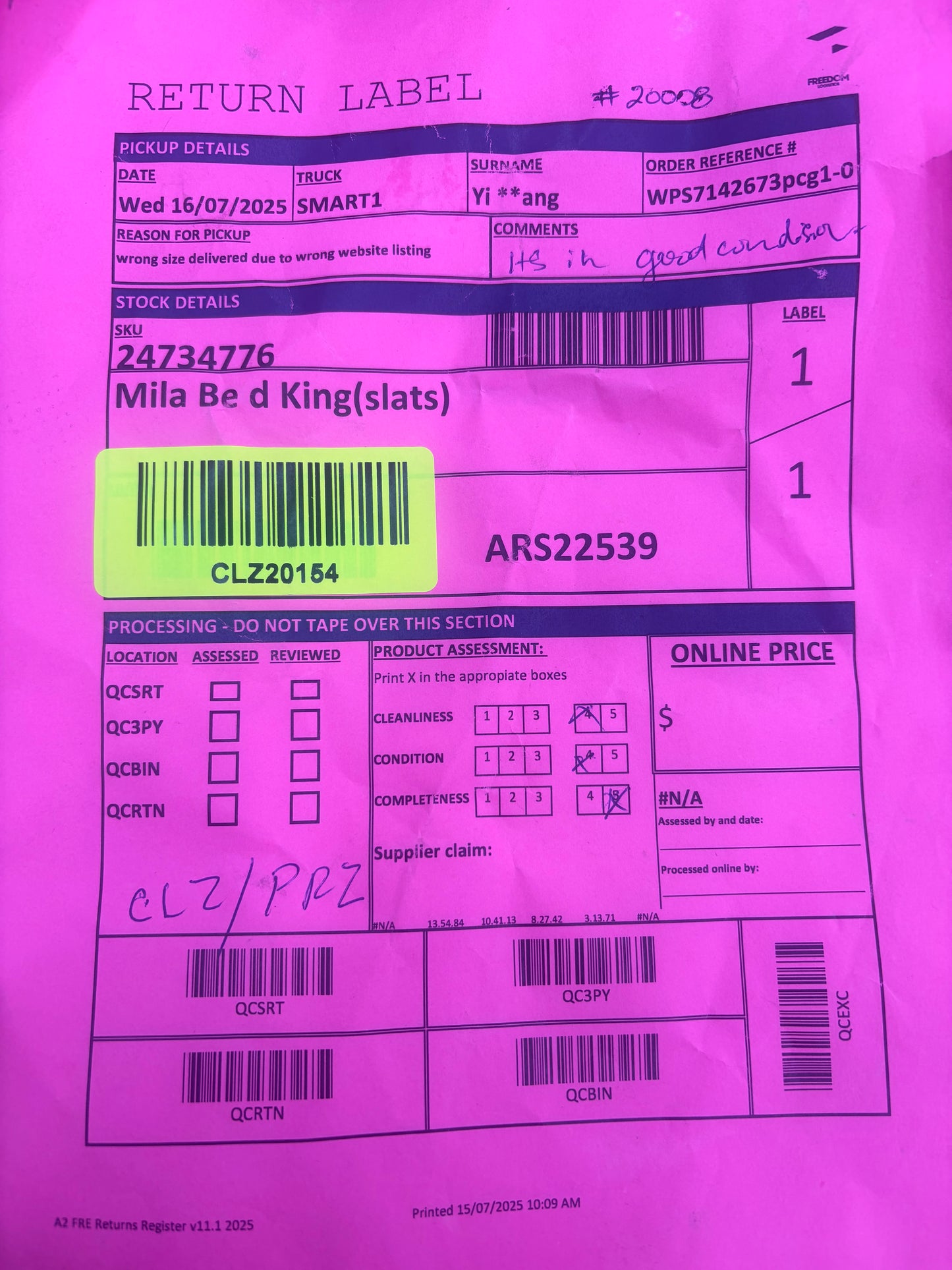 NZ CLZ20154 Mila Bed King Ivory Set