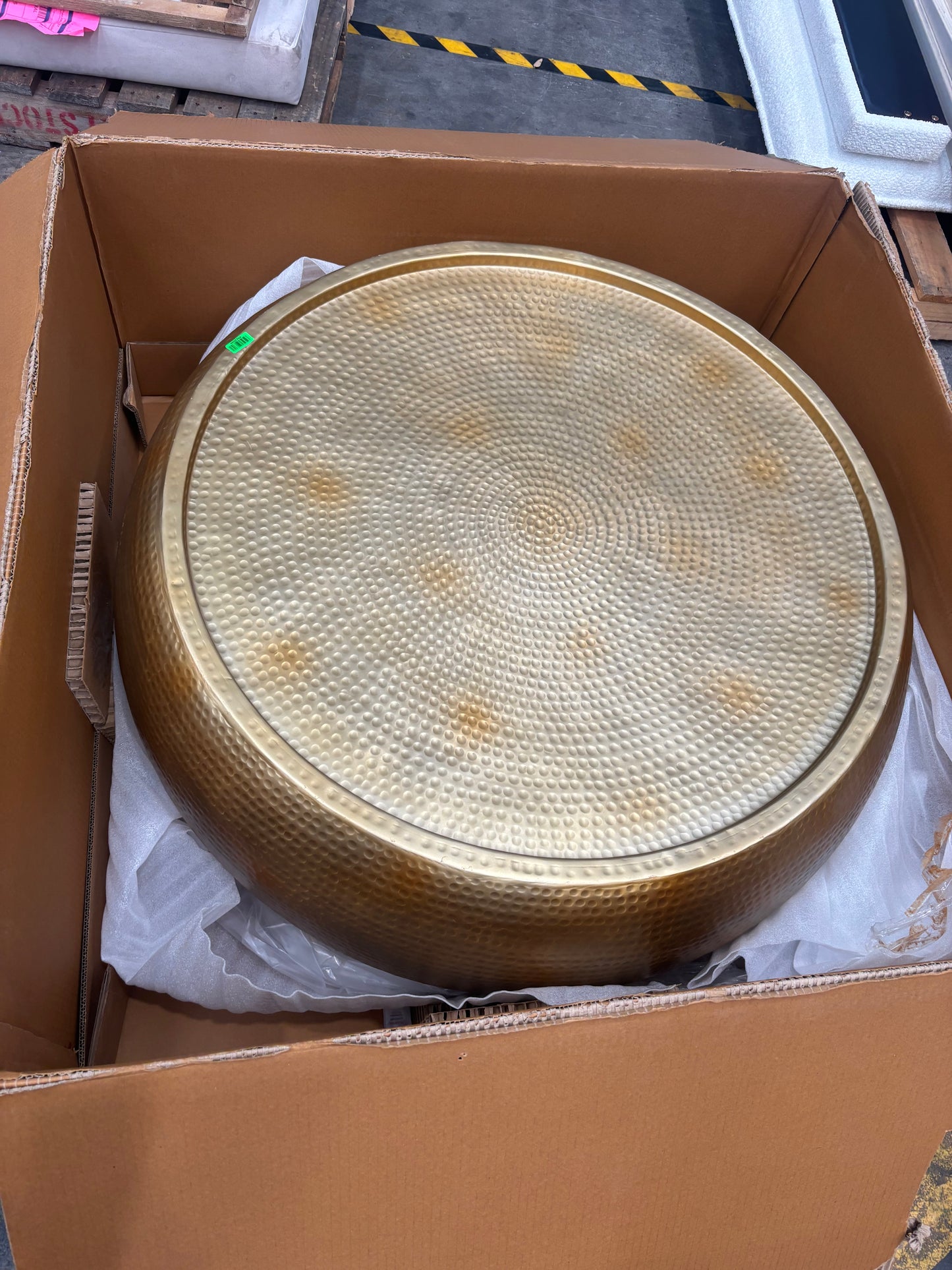 NZ PRZ20066 Beaten Drum Coffee Table 105cm Dia Gold