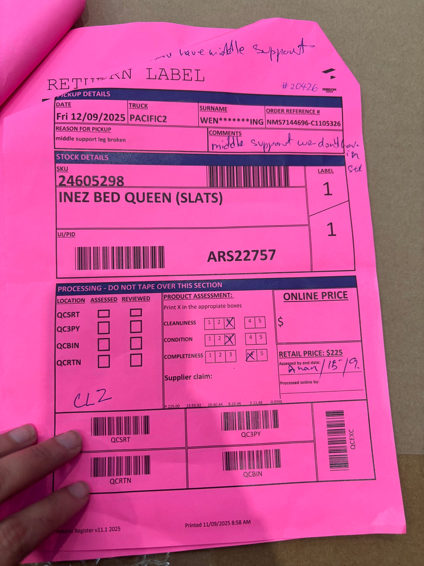 NZ CLZ20165 Inez Bed Queen Oslo Snow Set