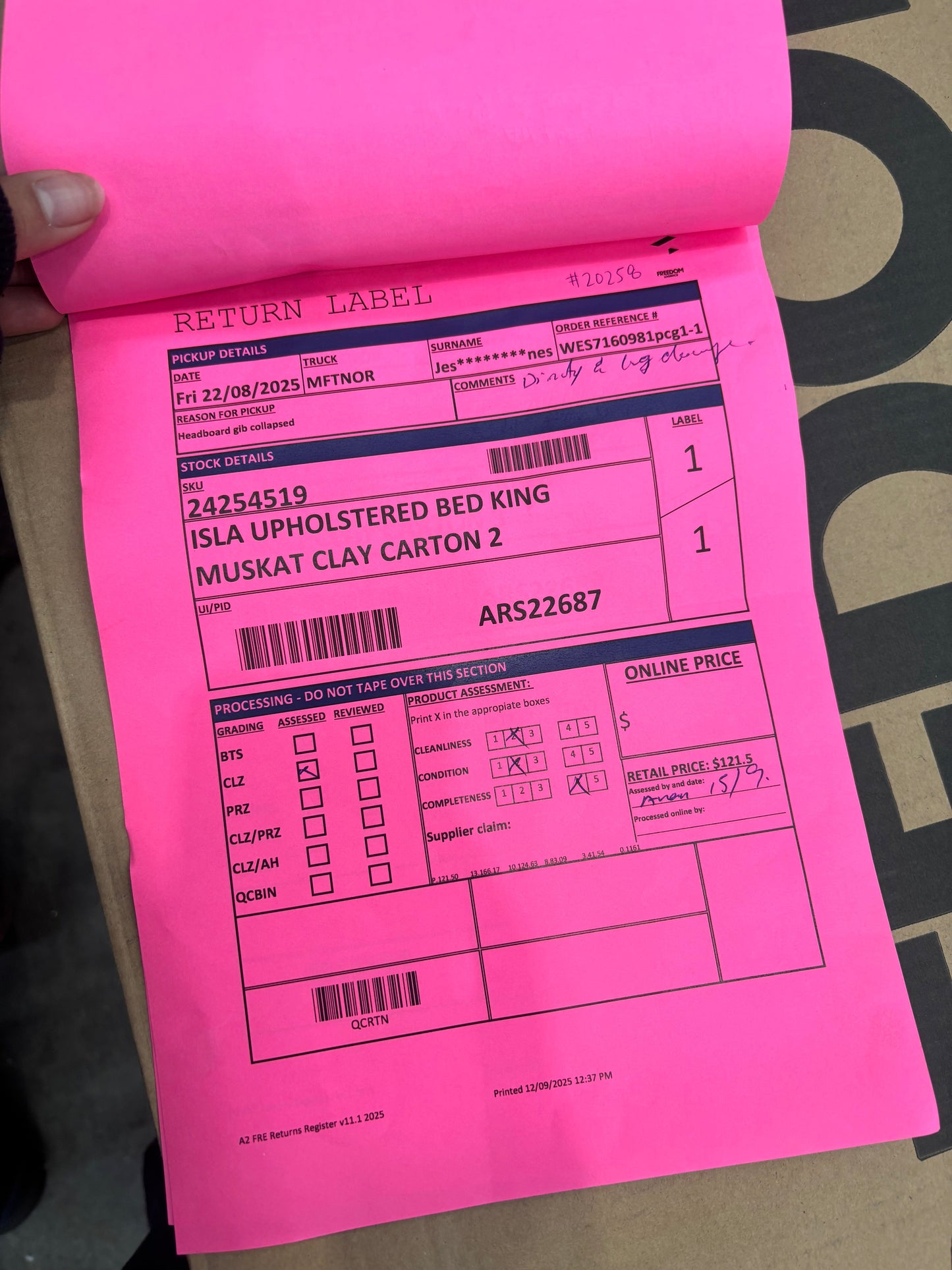 NZ CLZ20166 Isla Upholstered Bed King Muskat Clay Set