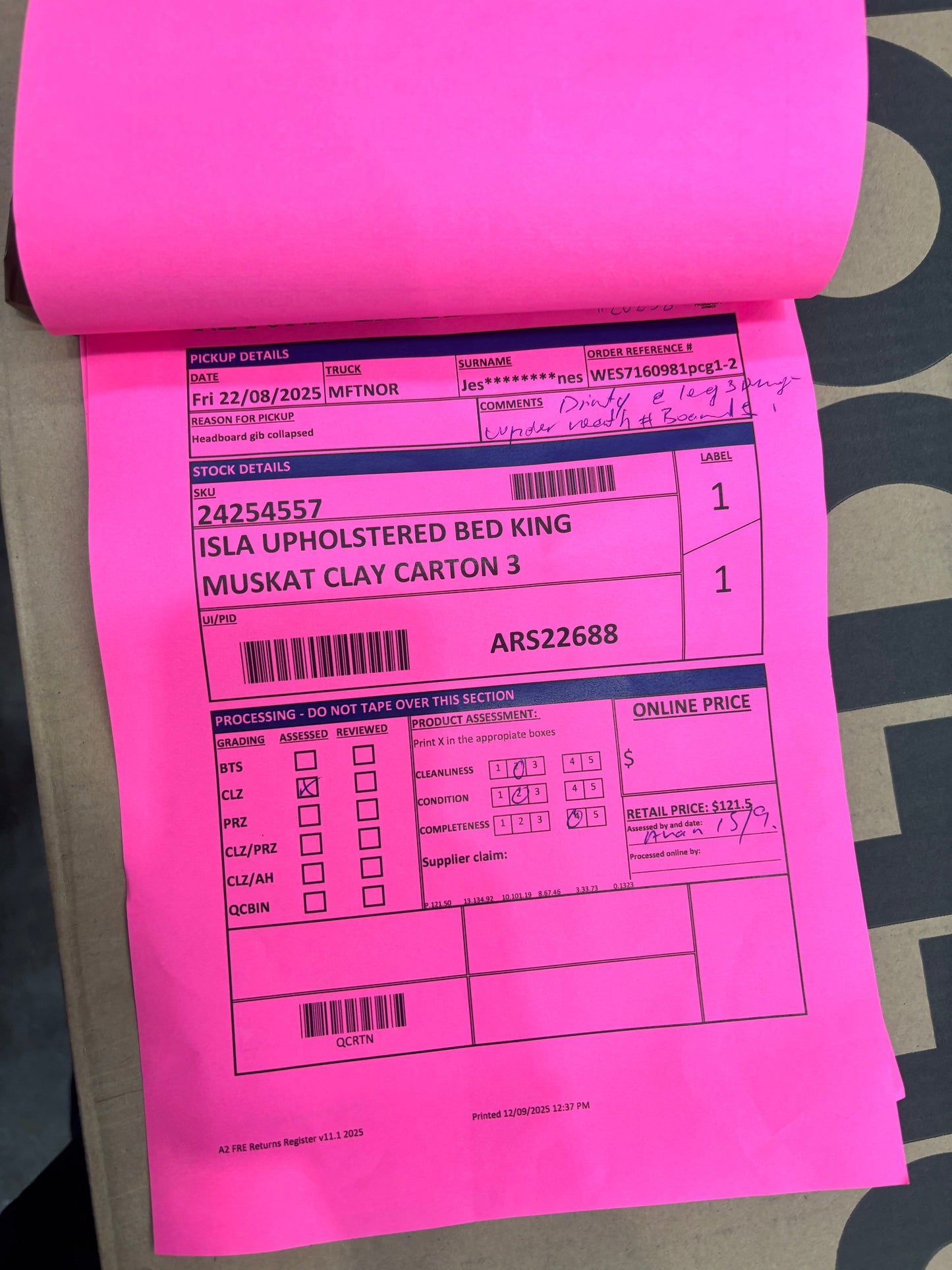 NZ CLZ20166 Isla Upholstered Bed King Muskat Clay Set