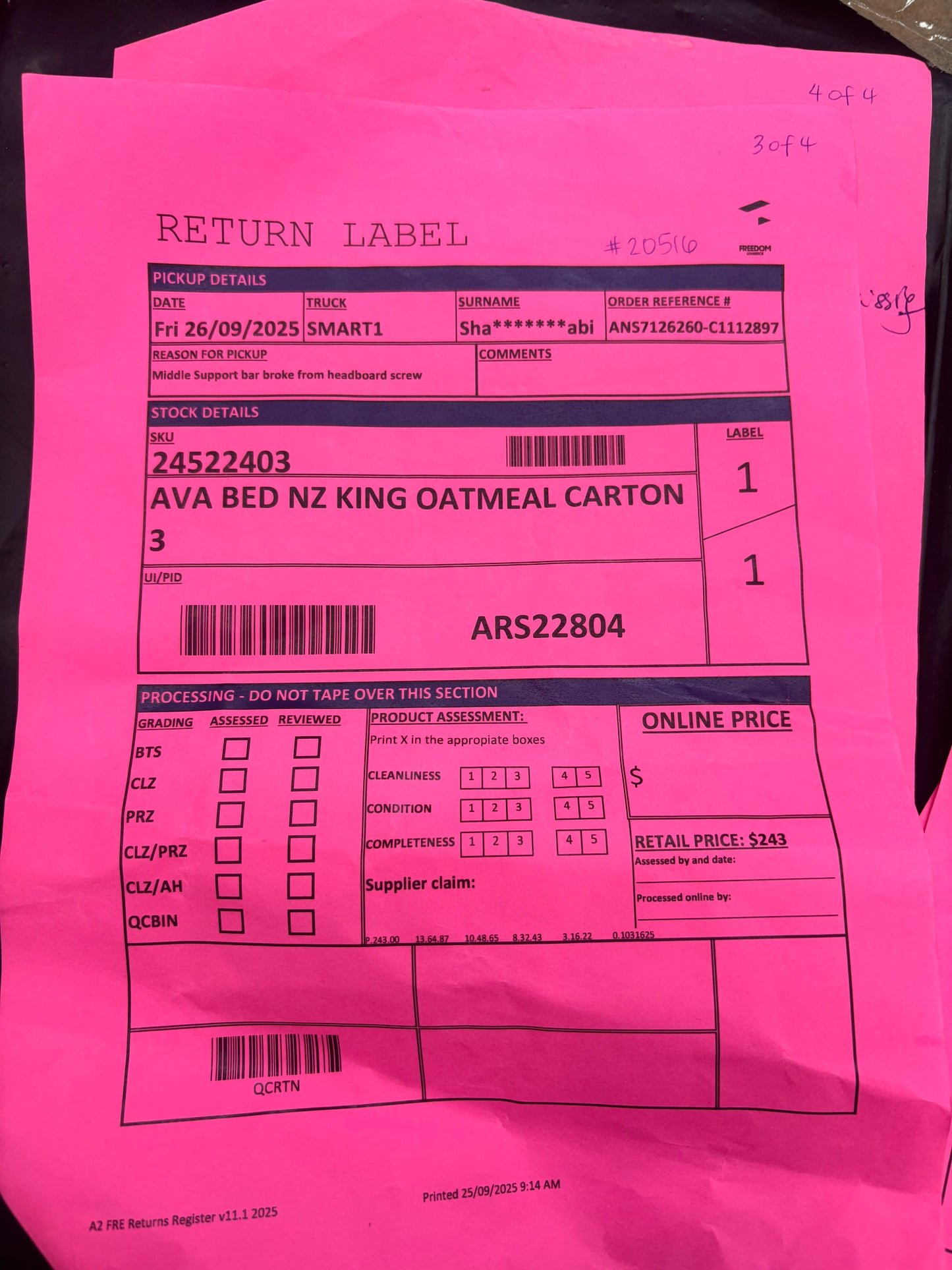 NZ CLZ20195 Ava Bed King Oatmeal 4pc Set