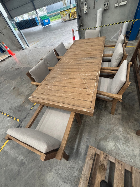 NZ CLZ20218 Cannes Outdoor Dining Acacia Natural MKII 9pc Set