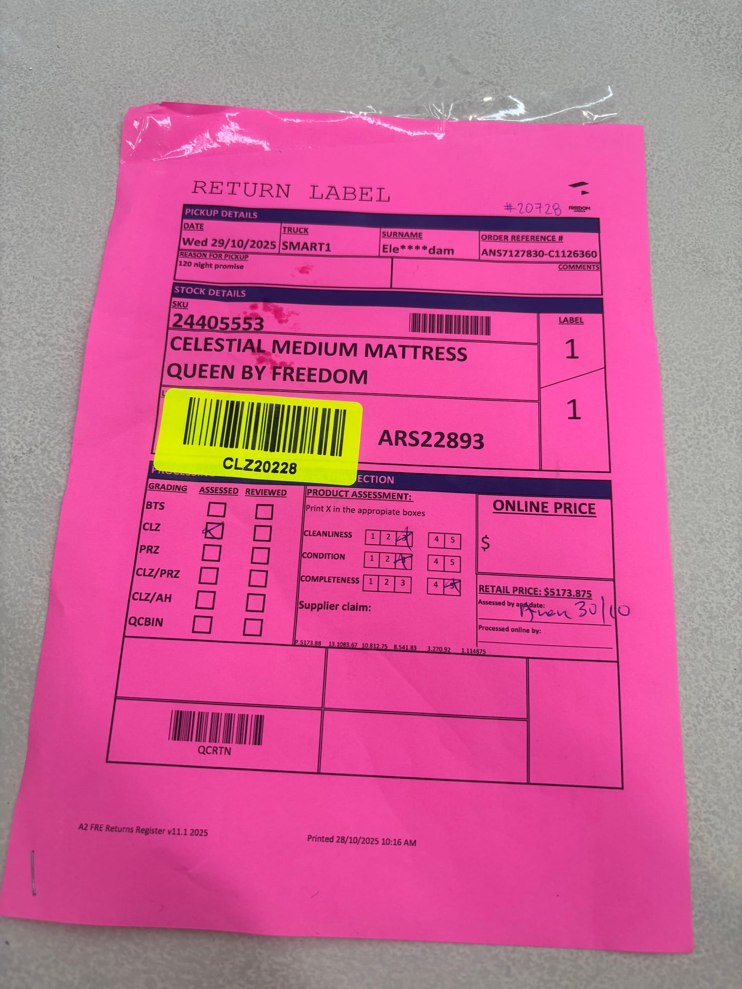 NZ CLZ20228 Celestial Medium Mattress Queen by Freedom