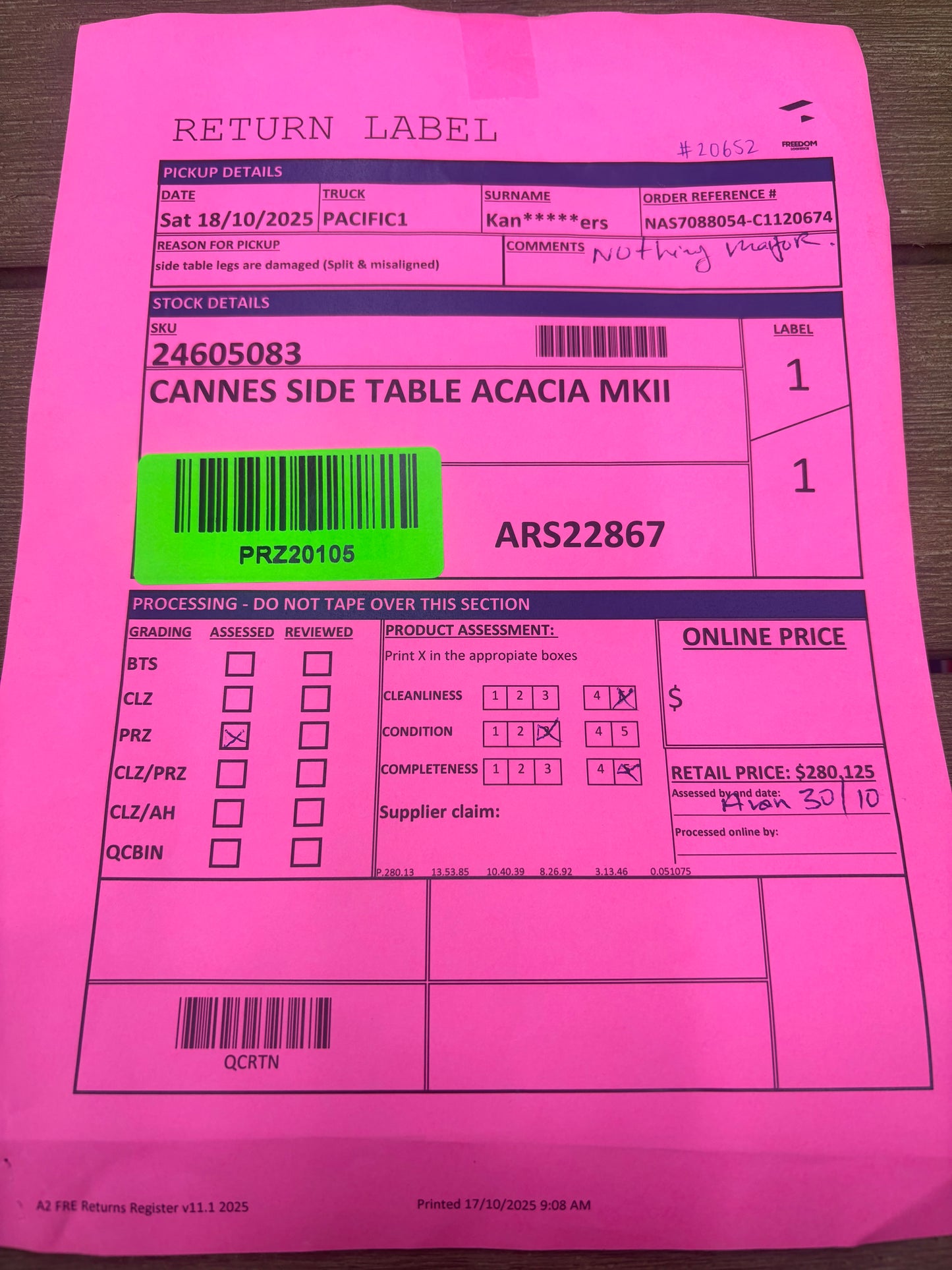 NZ PRZ20105 Cannes Side Table Acacia MKII