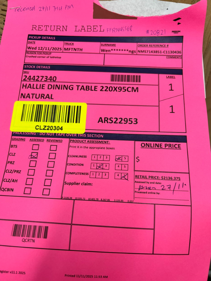 NZ CLZ20304 Hallie Dining Table 220x95cm Natural