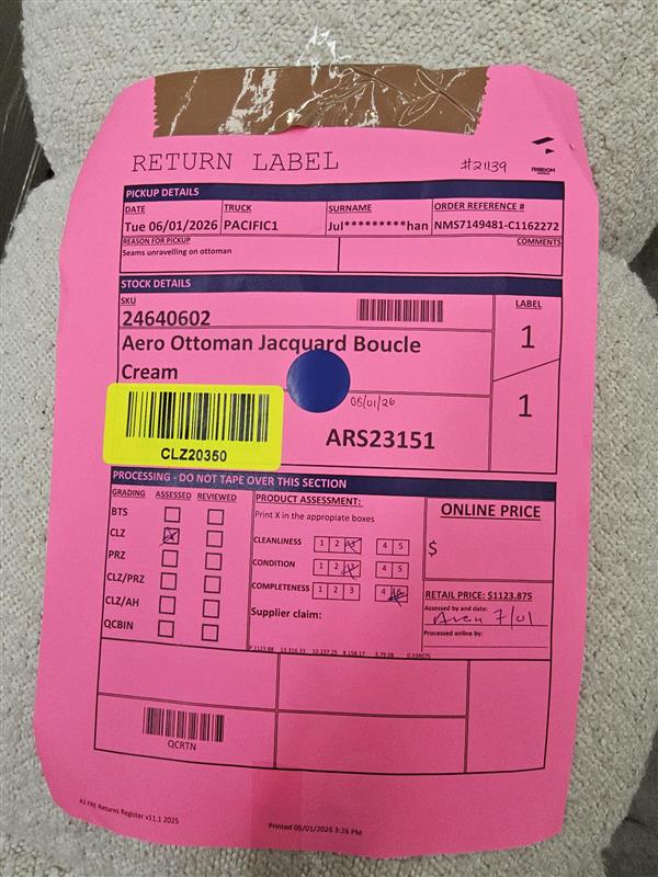 NZ CLZ20350 Aero Ottoman Jacquard Boucle Cream