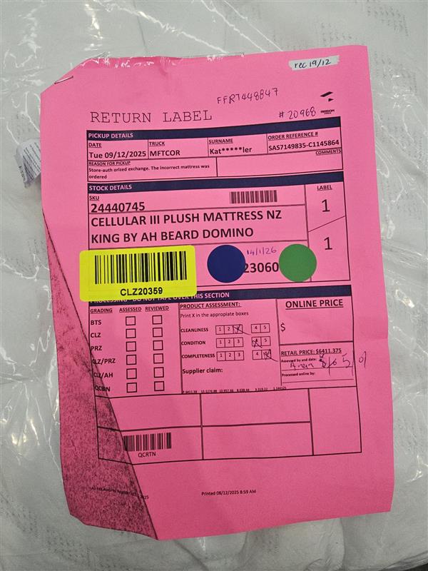 NZ CLZ20359 Cellular III Plush Mattress NZ King by AH Beard Domino