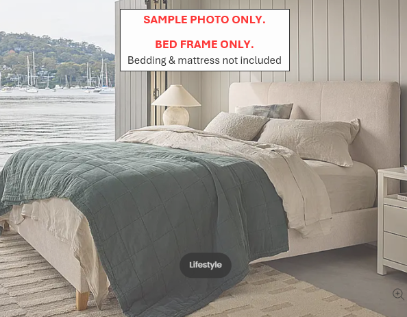 NZ CLZ20618 3 PCE FRASER BED KING IVORY (HEADBOARD + FOOTBOARD)