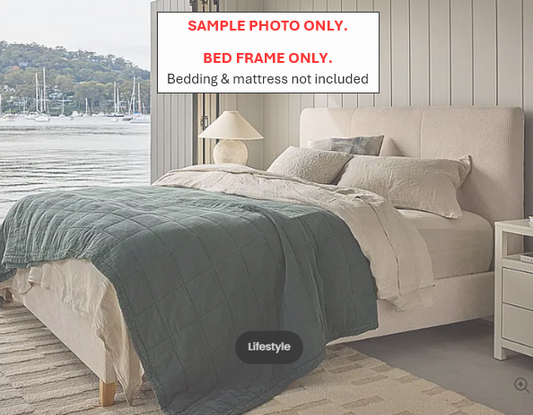 NZ CLZ20618 3 PCE FRASER BED KING IVORY (HEADBOARD + FOOTBOARD)